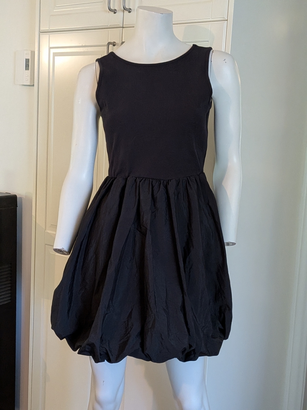Steve Madden Black Sleeveless Bubble-Hem Mini Dress